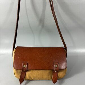 Jas M.B. London Small  Leather Canvas Bag, Brown